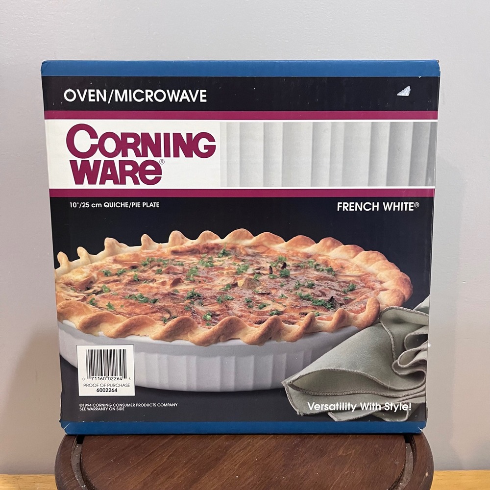Vtg 1994 Corning Ware French White 10" Quiche Pie Plate 6002264 NIB Cookware